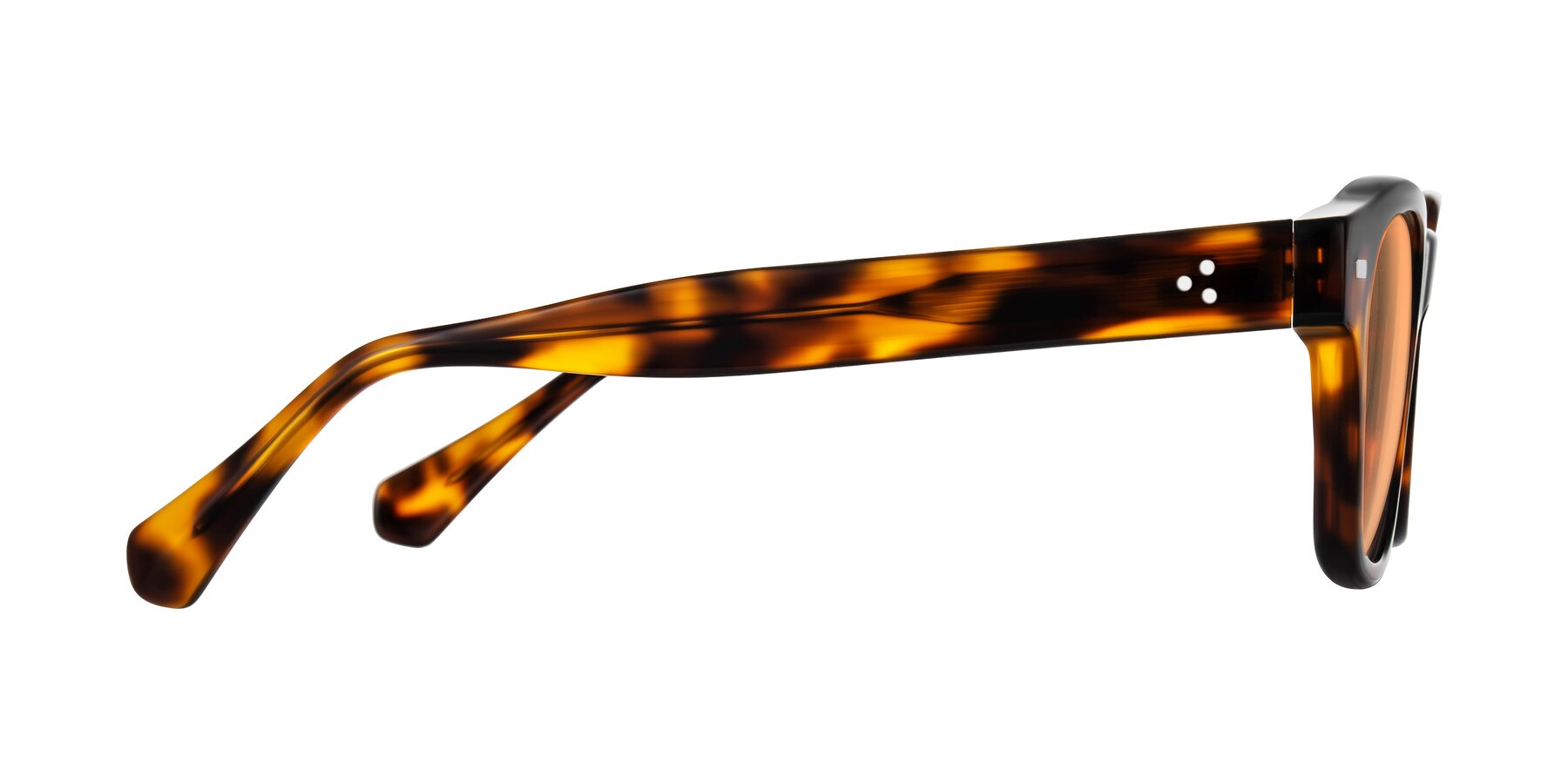 Side of Orin in Tortoise with Medium Orange Tinted Lenses