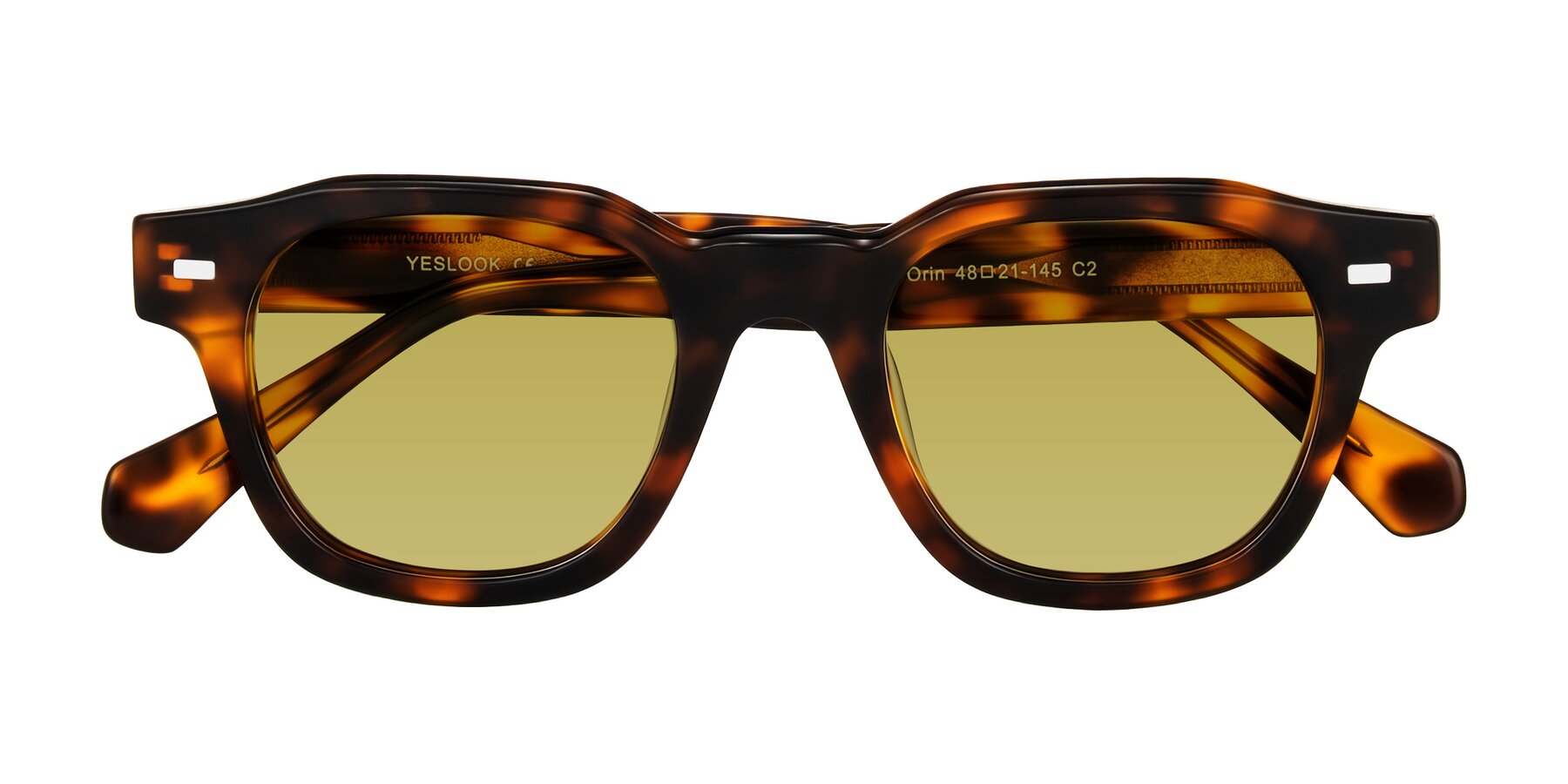 Folded Front of Orin in Tortoise with Champagne Tinted Lenses