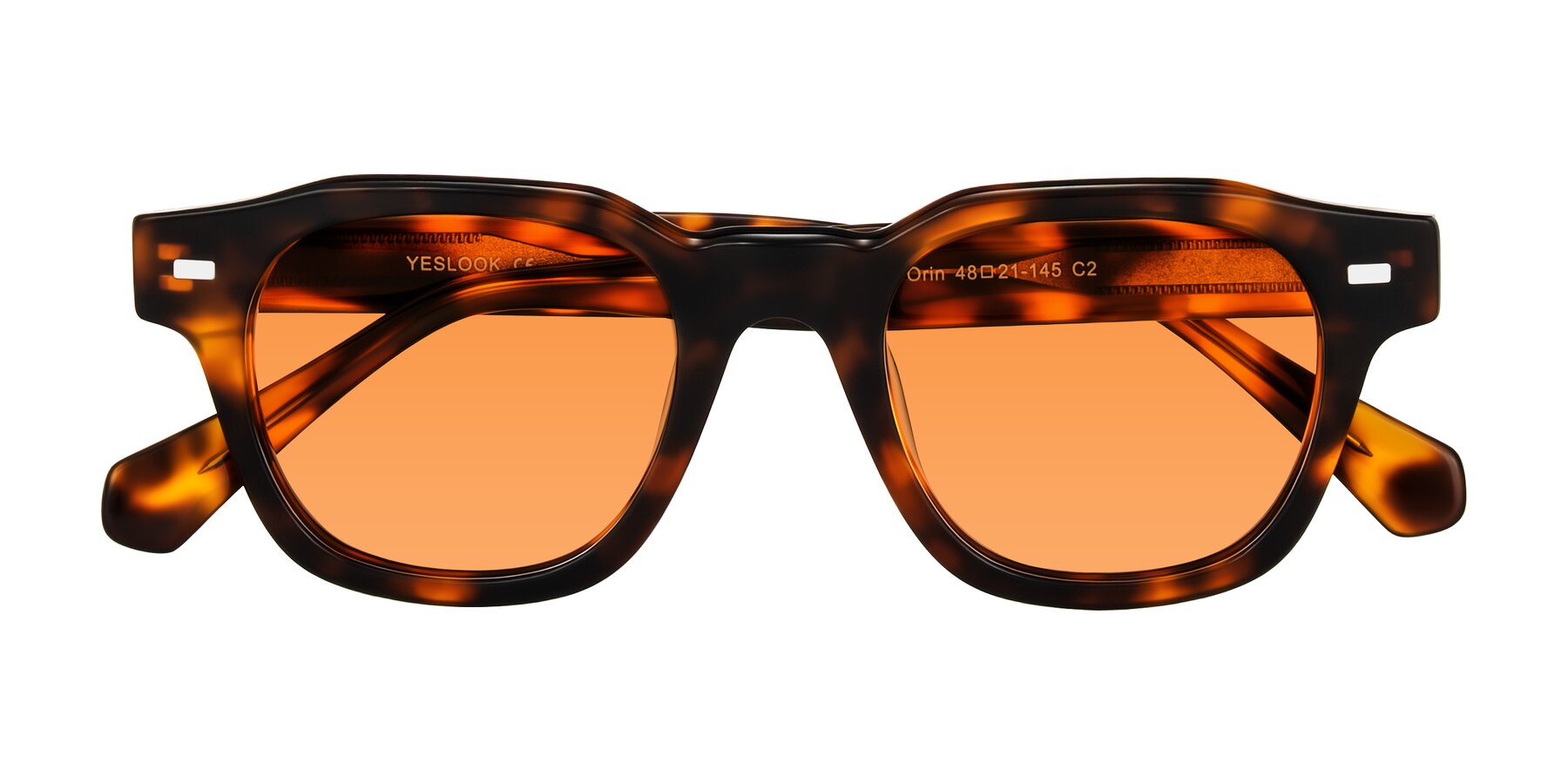 Folded Front of Orin in Tortoise with Orange Tinted Lenses