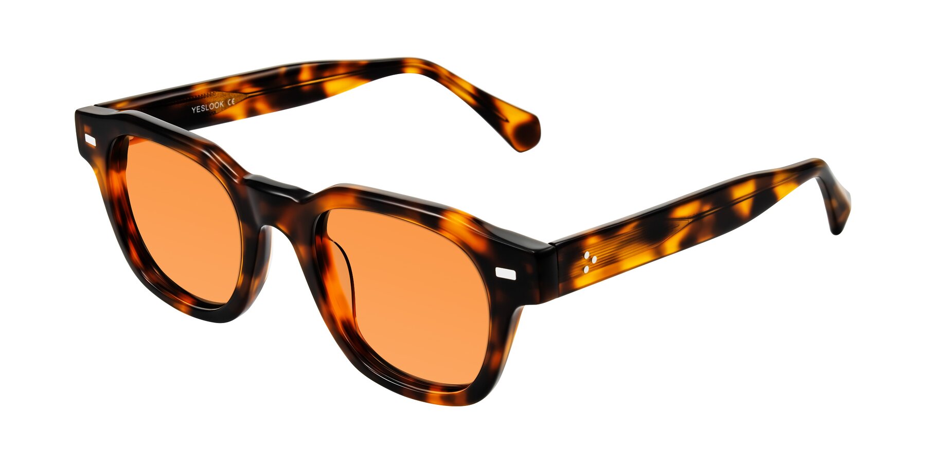 Angle of Orin in Tortoise with Orange Tinted Lenses