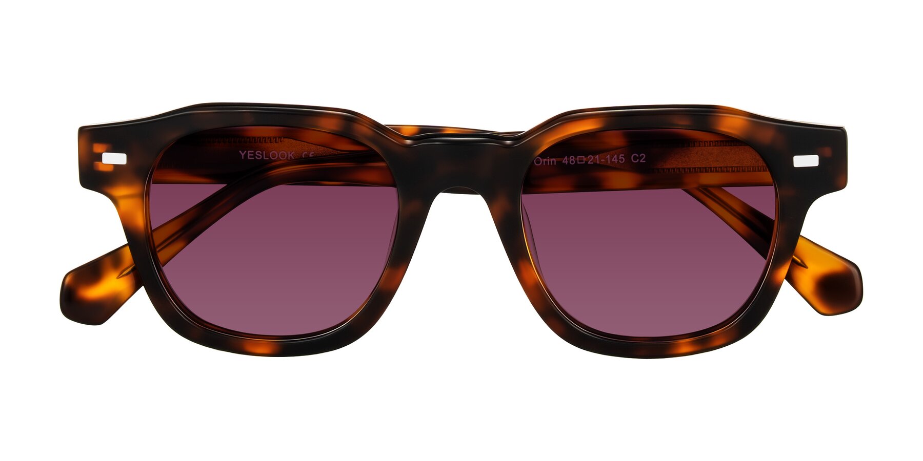 Folded Front of Orin in Tortoise with Wine Tinted Lenses