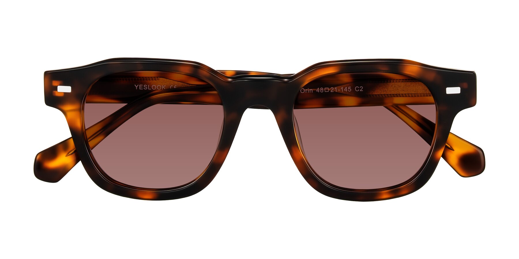 Folded Front of Orin in Tortoise with Garnet Tinted Lenses