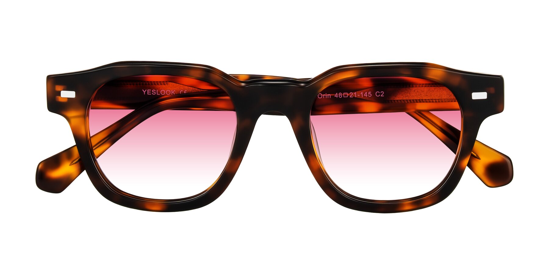Folded Front of Orin in Tortoise with Pink Gradient Lenses