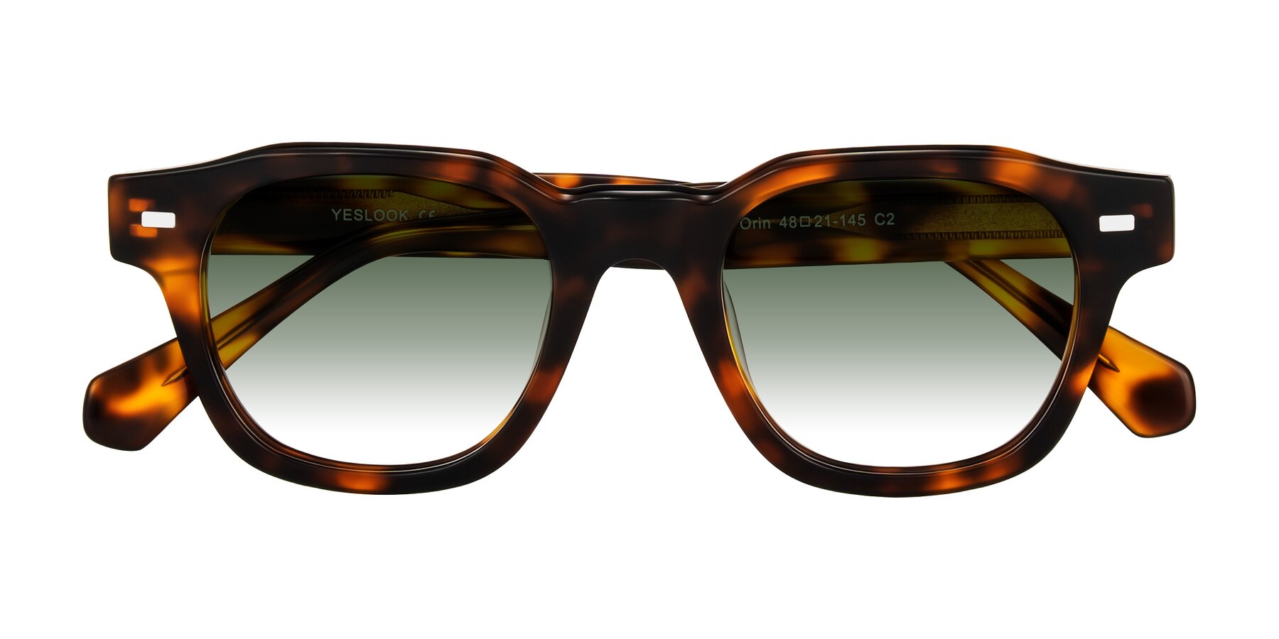 Folded Front of Orin in Tortoise with Green Gradient Lenses