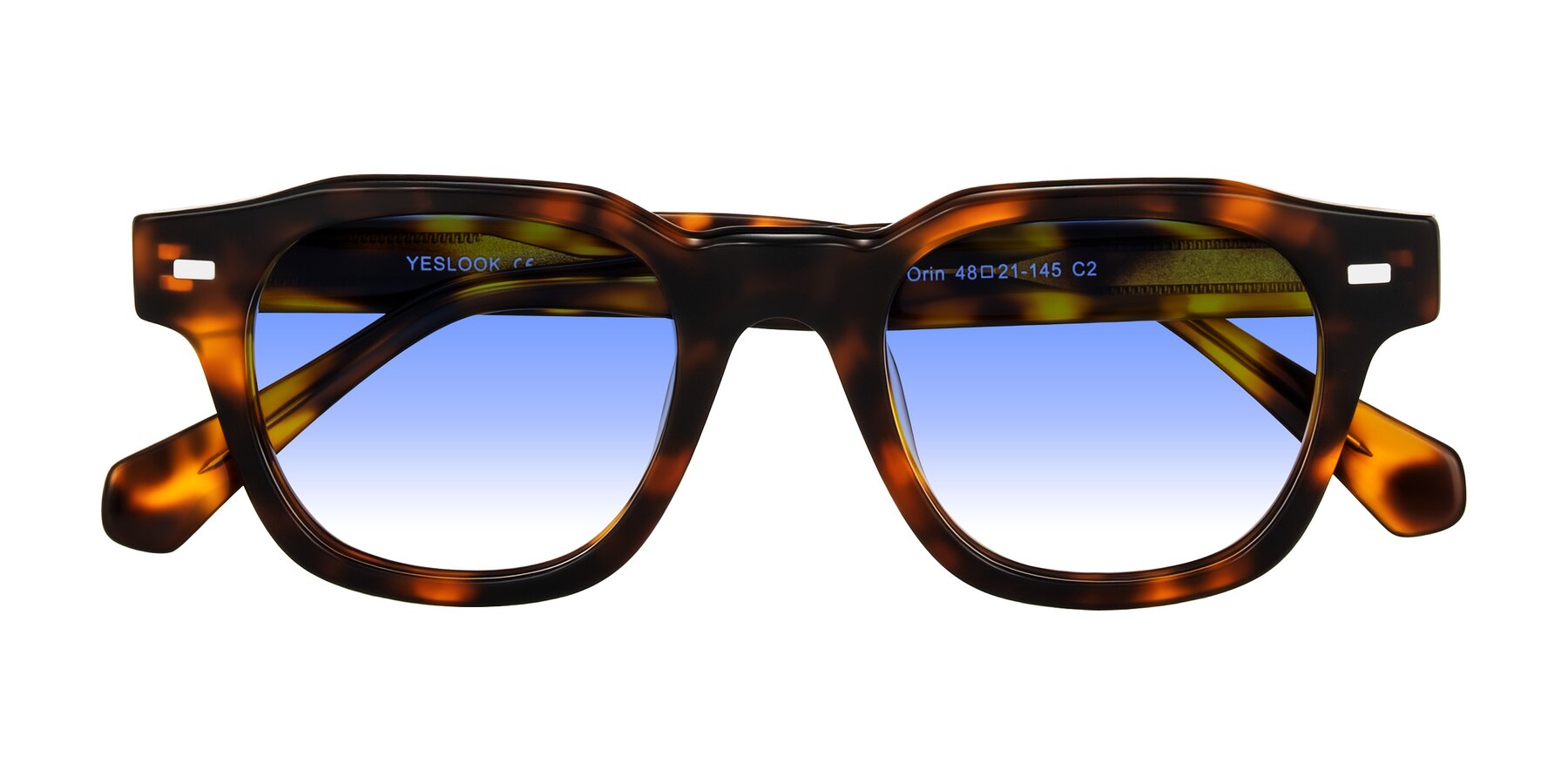 Folded Front of Orin in Tortoise with Blue Gradient Lenses