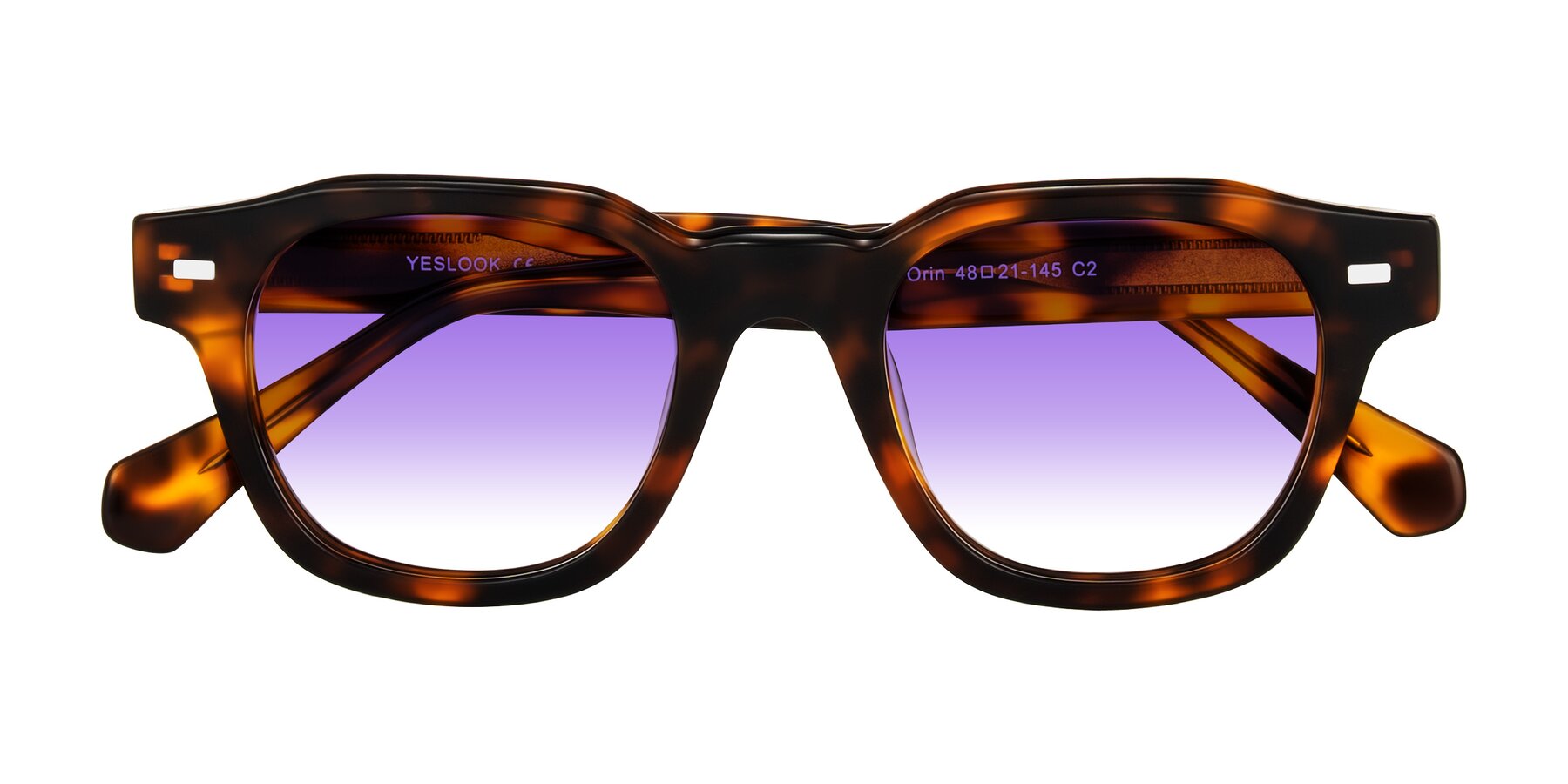 Folded Front of Orin in Tortoise with Purple Gradient Lenses