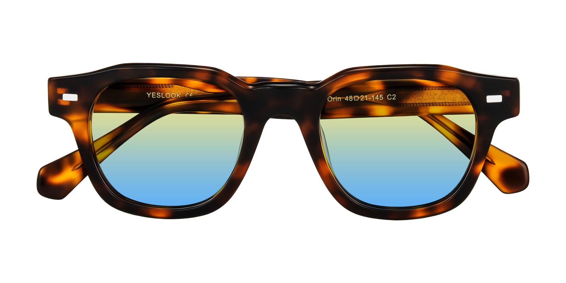 Folded Front of Orin in Tortoise with Yellow / Blue Gradient Lenses