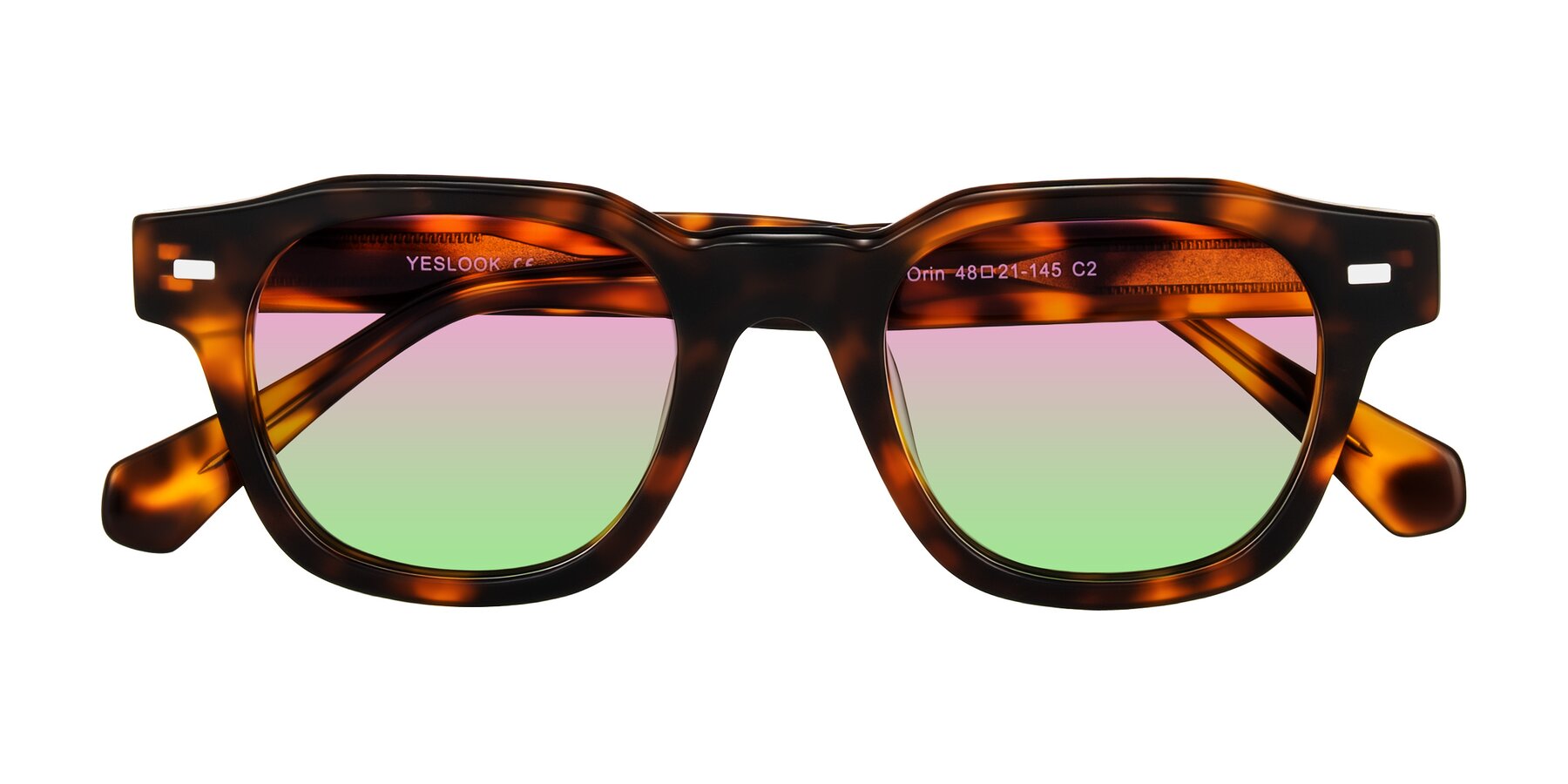 Folded Front of Orin in Tortoise with Pink / Green Gradient Lenses