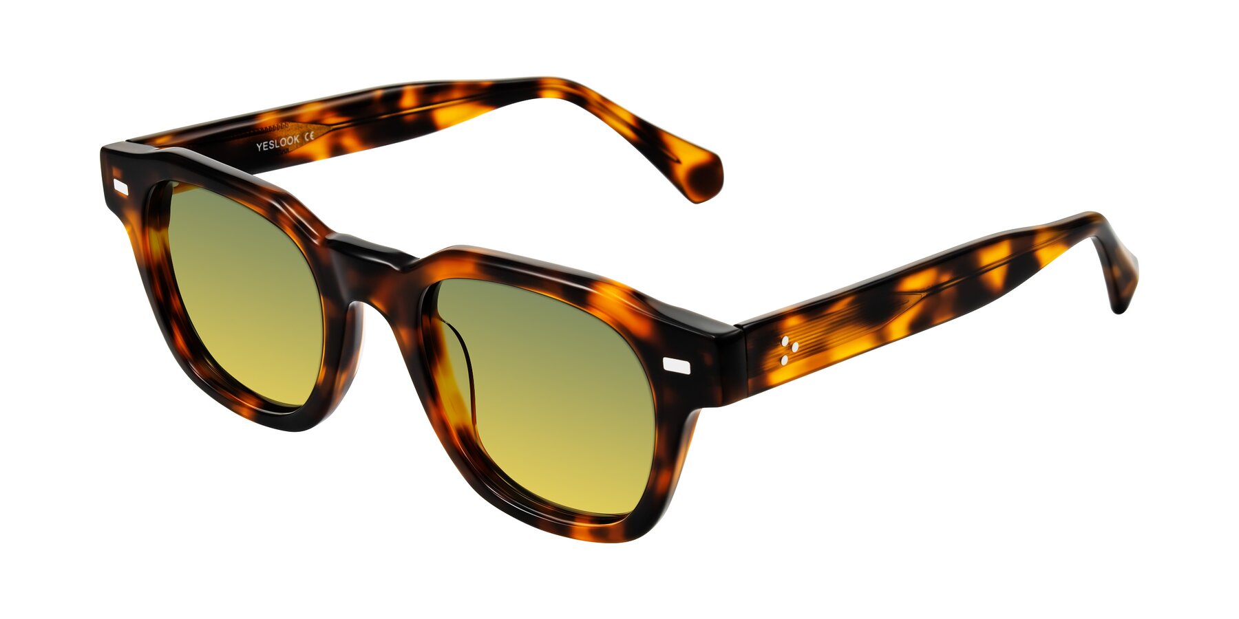 Angle of Orin in Tortoise with Green / Yellow Gradient Lenses