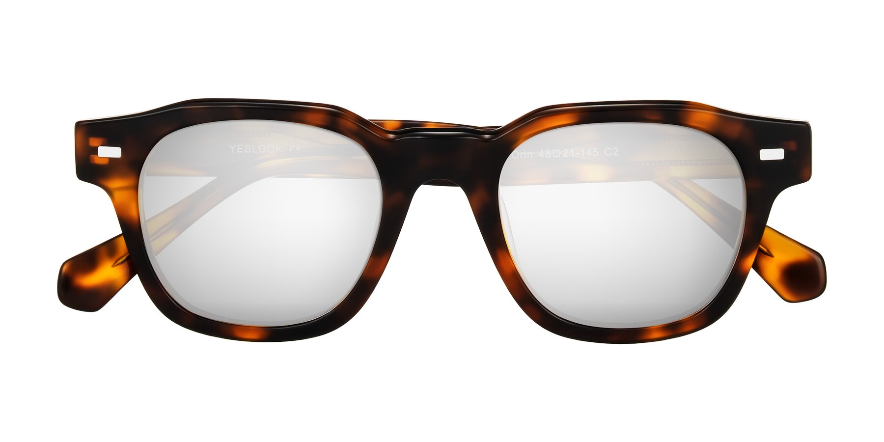 Folded Front of Orin in Tortoise with Silver Mirrored Lenses