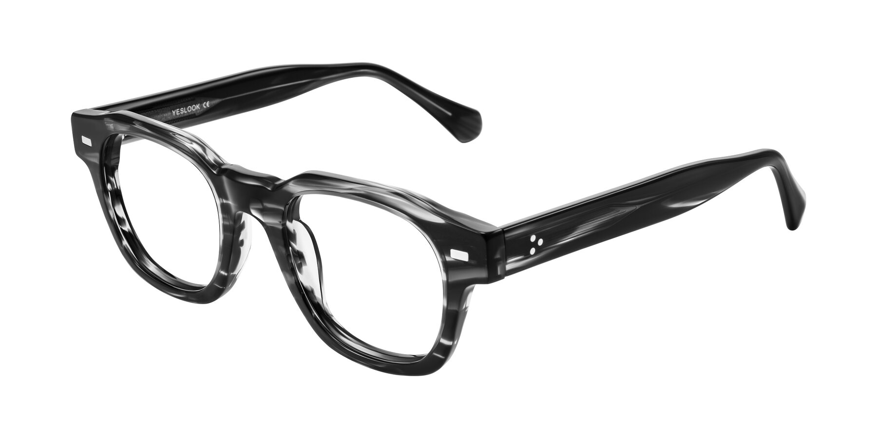 Angle of Orin in Dark Gray Striped with Clear Blue Light Blocking Lenses