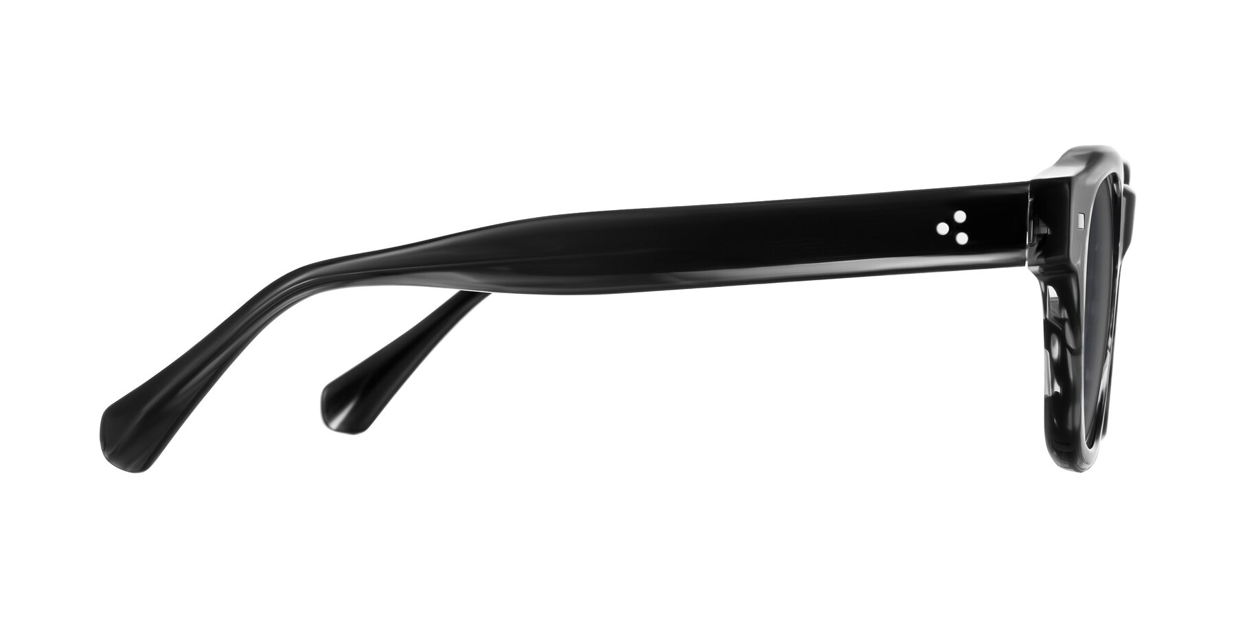 Side of Orin in Dark Gray Striped with Medium Gray Tinted Lenses