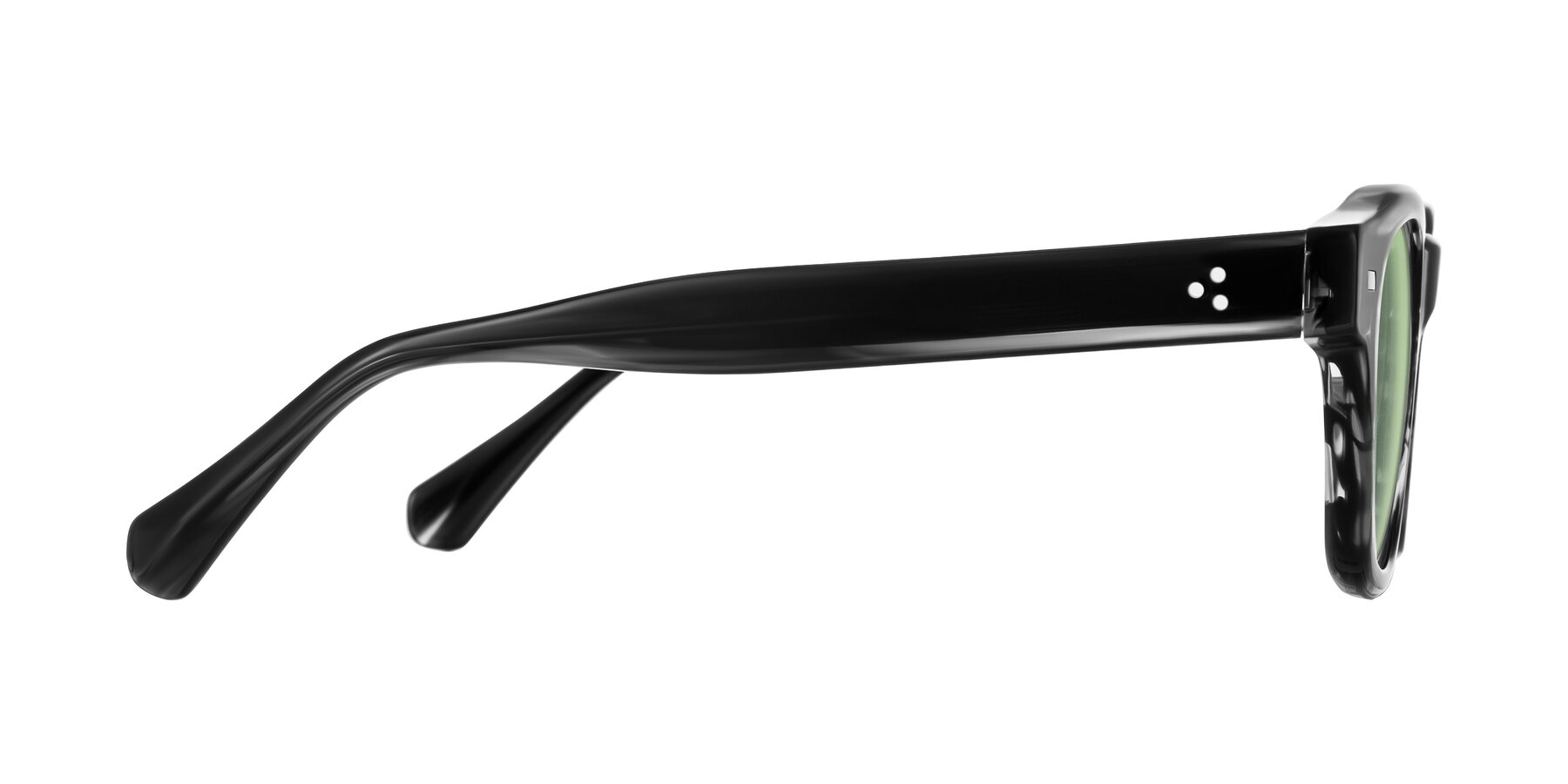 Side of Orin in Dark Gray Striped with Medium Green Tinted Lenses