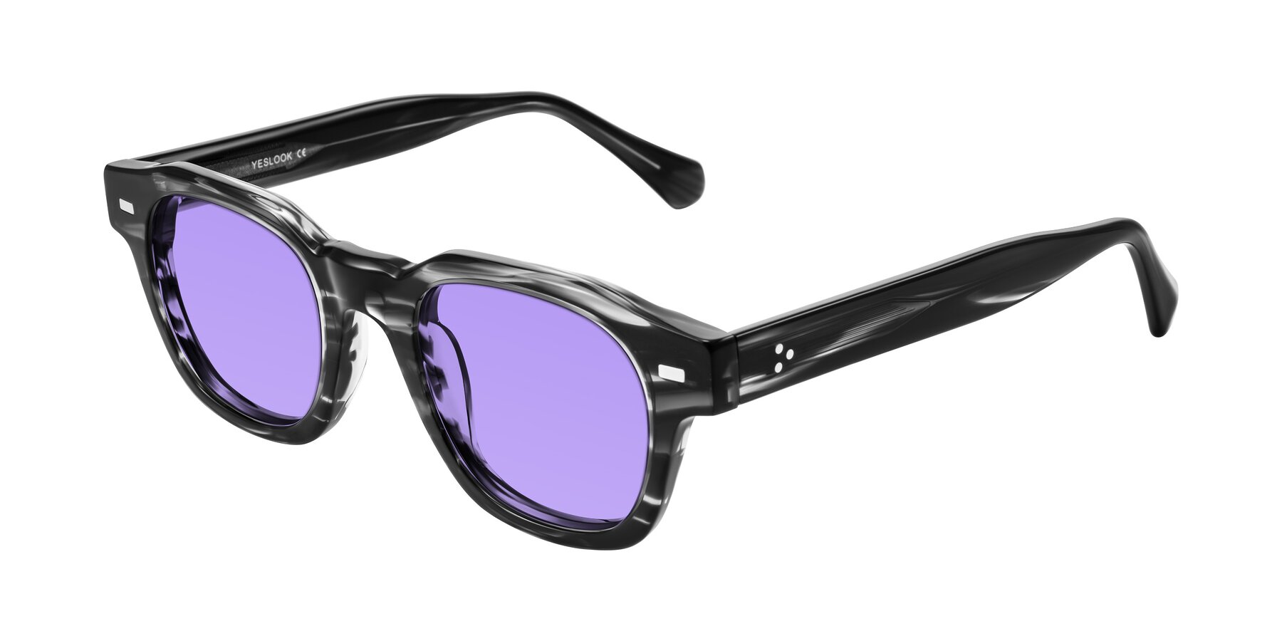 Angle of Orin in Dark Gray Striped with Medium Purple Tinted Lenses