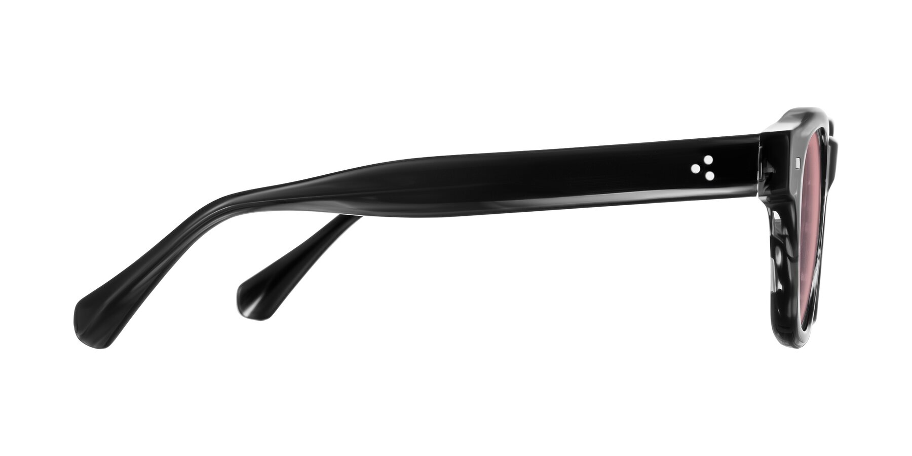 Side of Orin in Dark Gray Striped with Medium Garnet Tinted Lenses