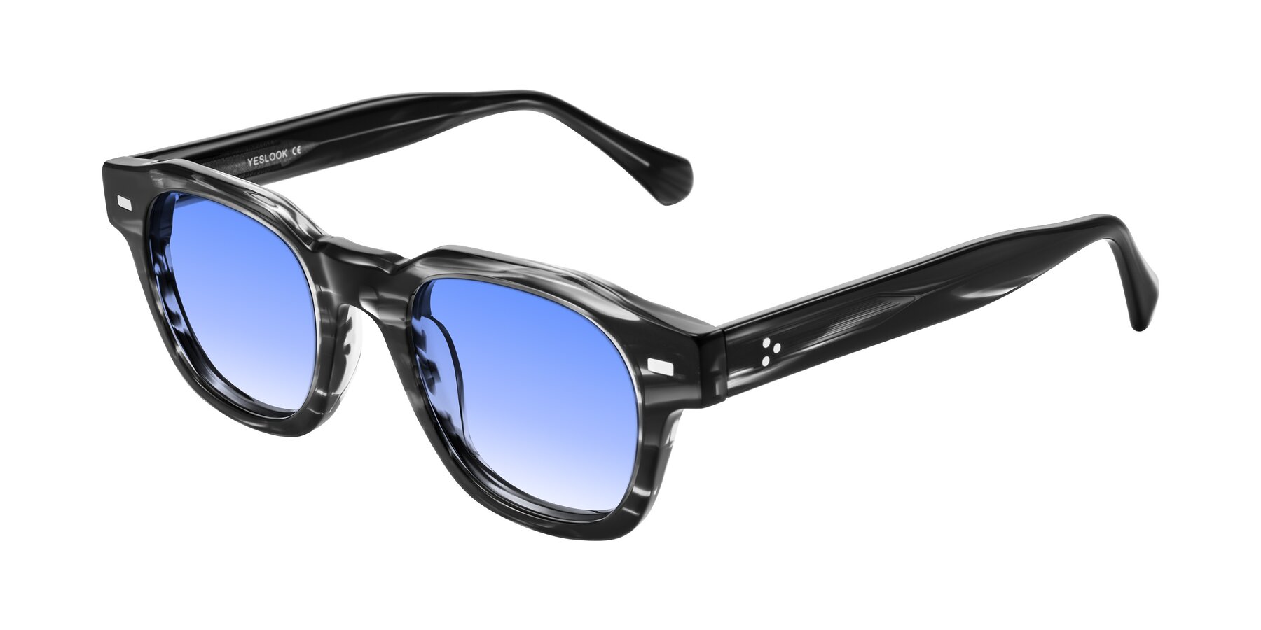 Angle of Orin in Dark Gray Striped with Blue Gradient Lenses