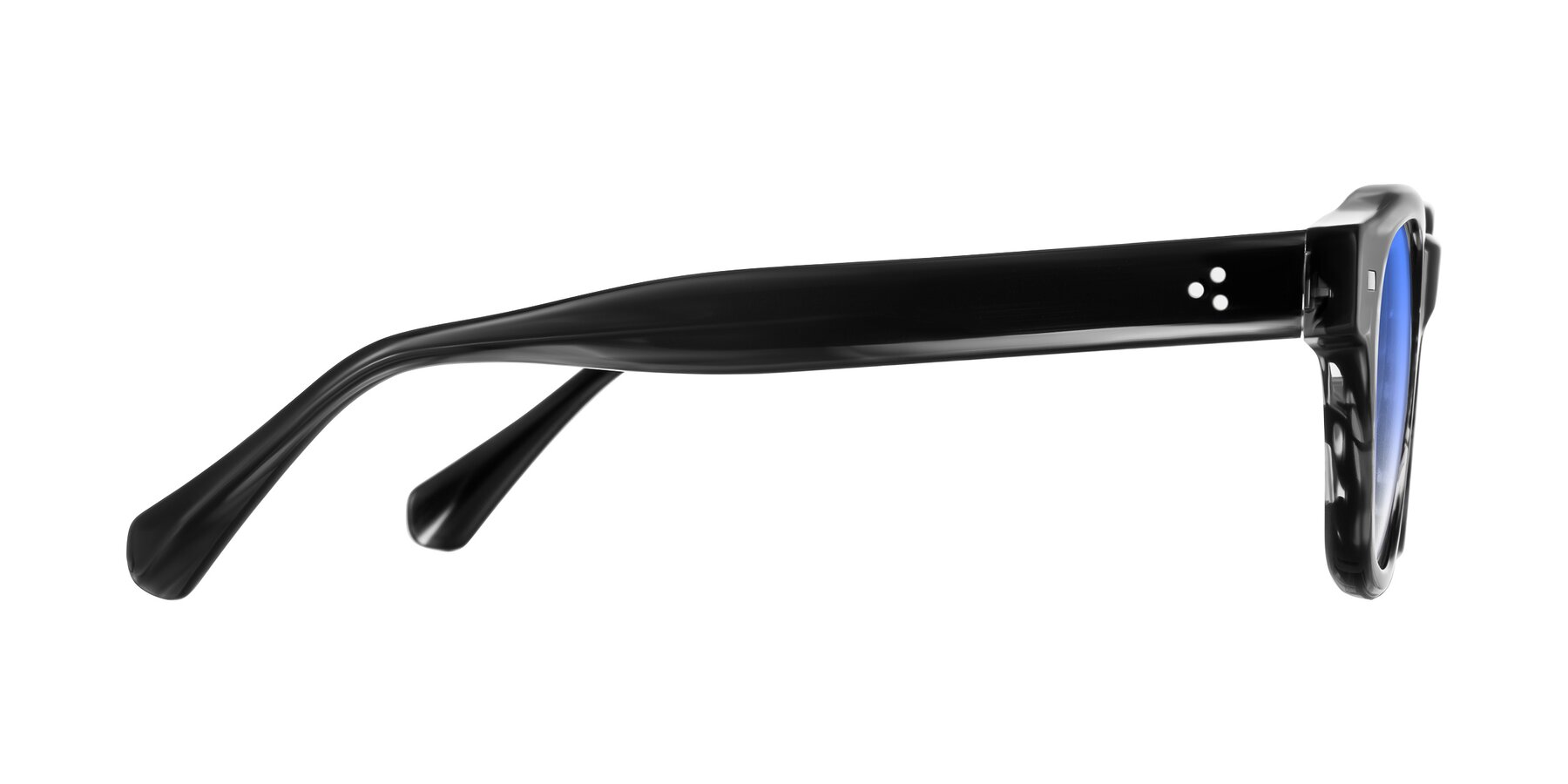 Side of Orin in Dark Gray Striped with Blue Gradient Lenses