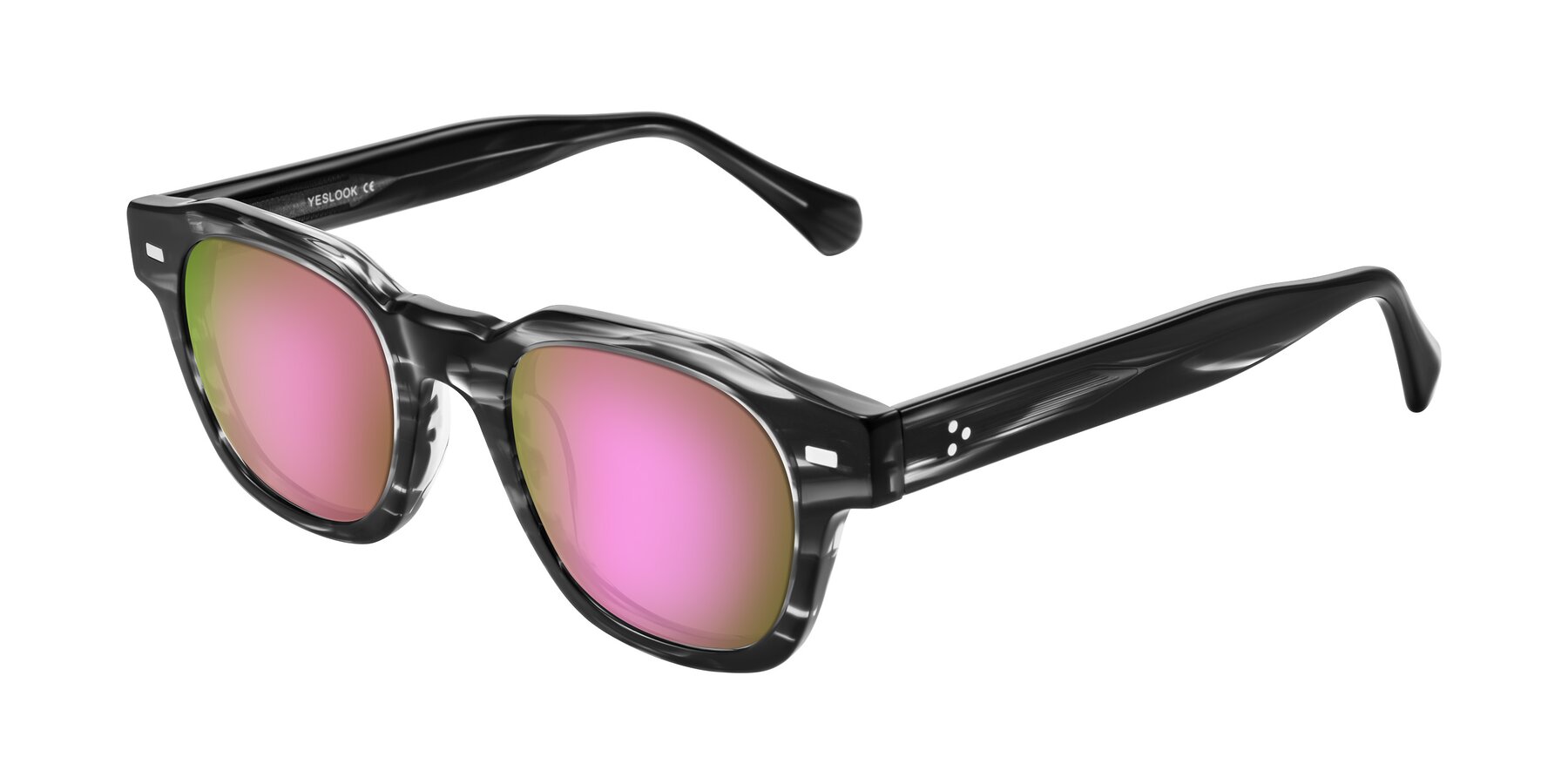 Angle of Orin in Dark Gray Striped with Pink Mirrored Lenses