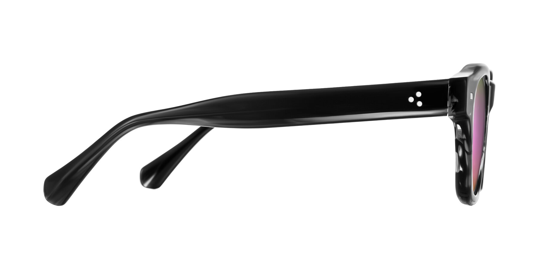 Side of Orin in Dark Gray Striped with Pink Mirrored Lenses