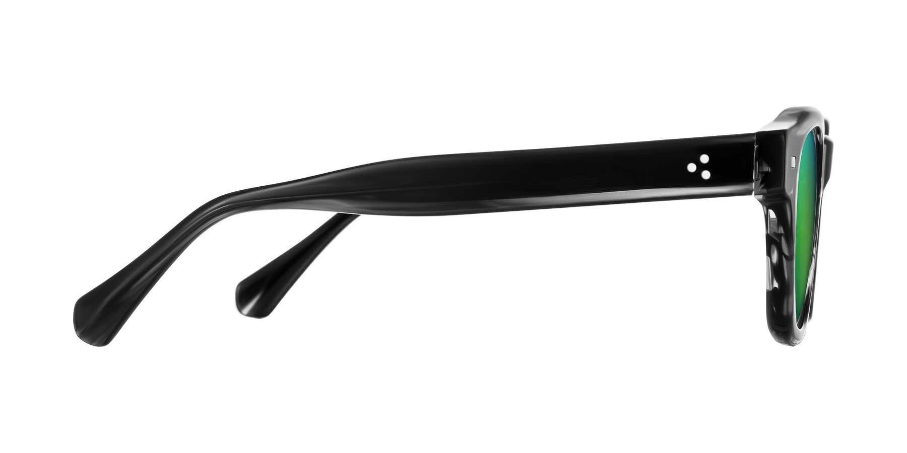 Side of Orin in Dark Gray Striped with Green Mirrored Lenses