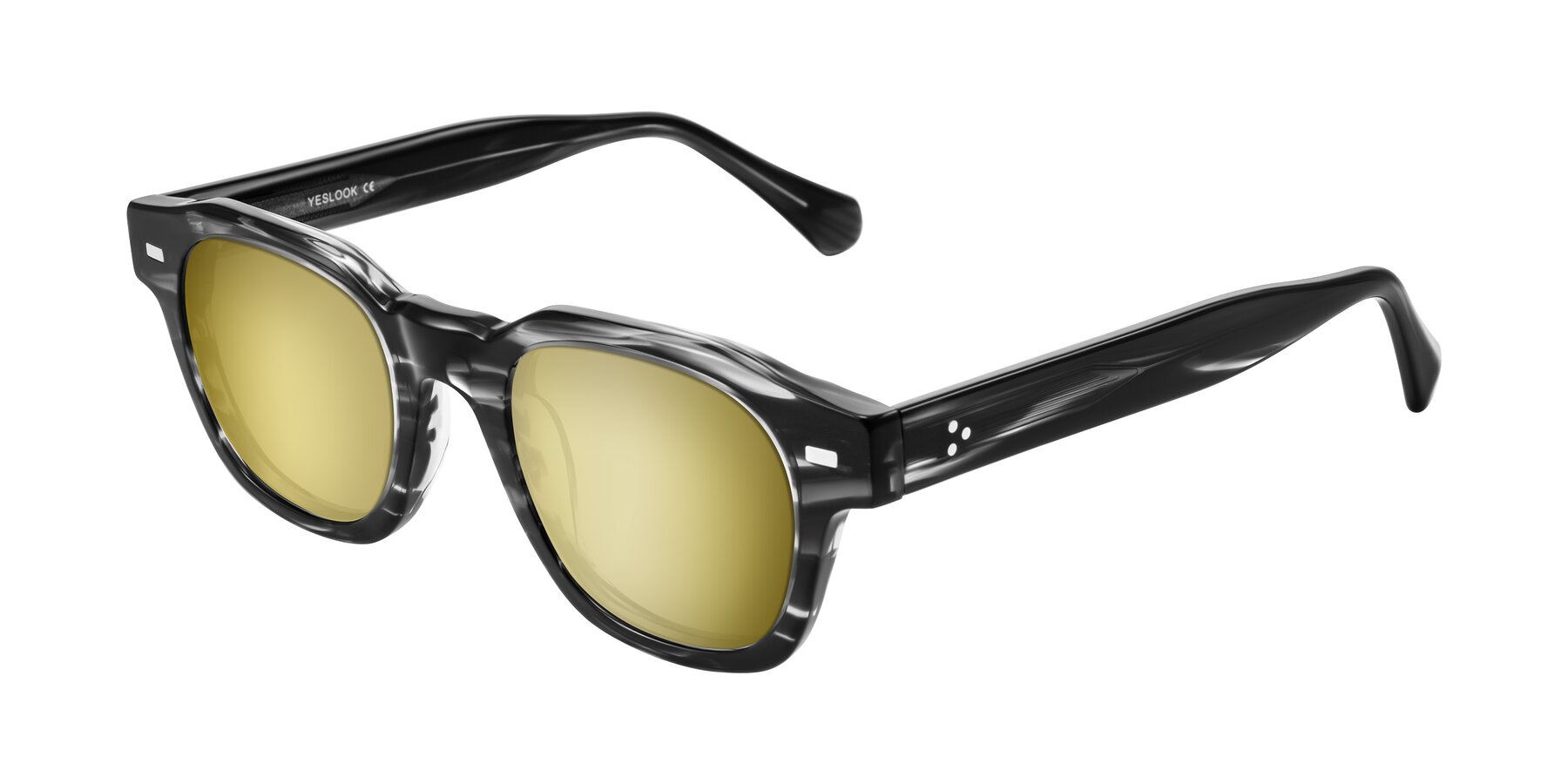 Angle of Orin in Dark Gray Striped with Gold Mirrored Lenses