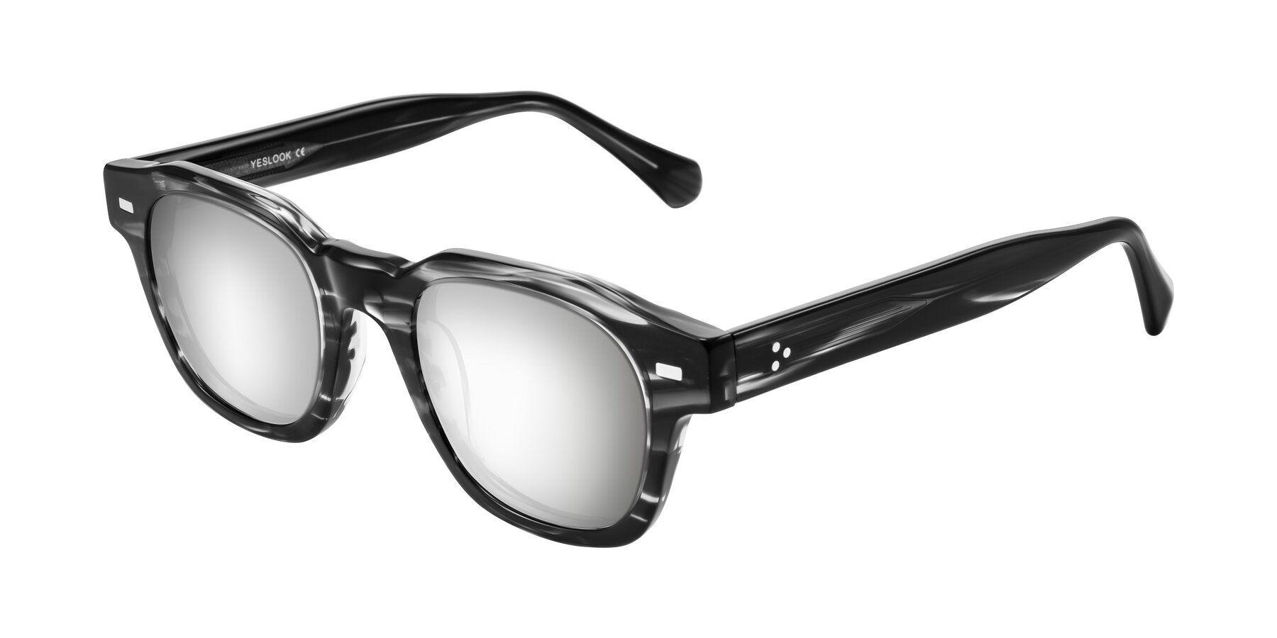 Angle of Orin in Dark Gray Striped with Silver Mirrored Lenses