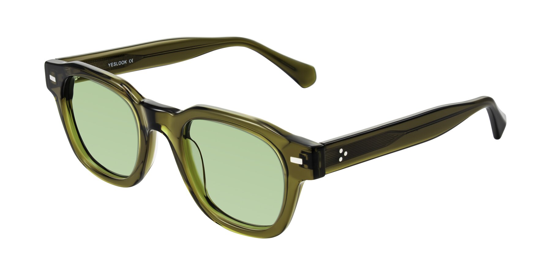 Angle of Orin in Translucent Olive Green with Medium Green Tinted Lenses