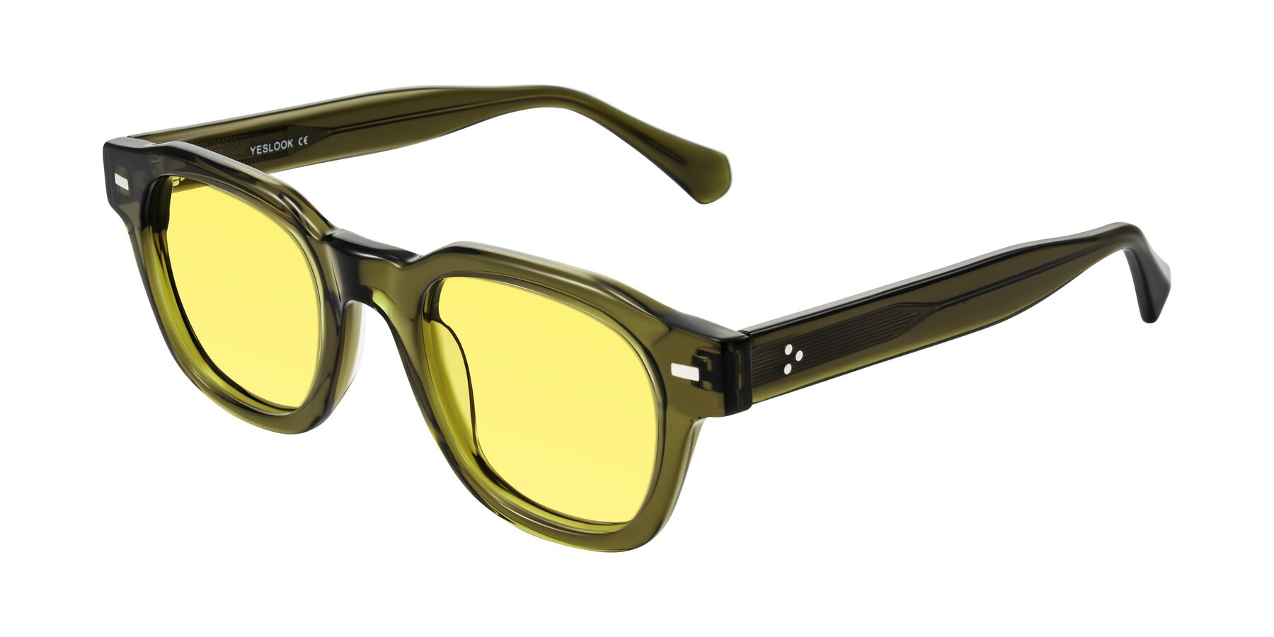 Angle of Orin in Translucent Olive Green with Medium Yellow Tinted Lenses
