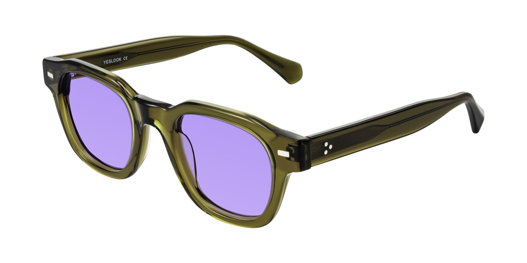 Angle of Orin in Translucent Olive Green with Medium Purple Tinted Lenses