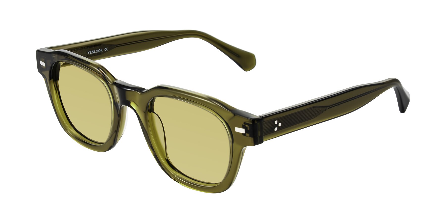 Angle of Orin in Translucent Olive Green with Medium Champagne Tinted Lenses