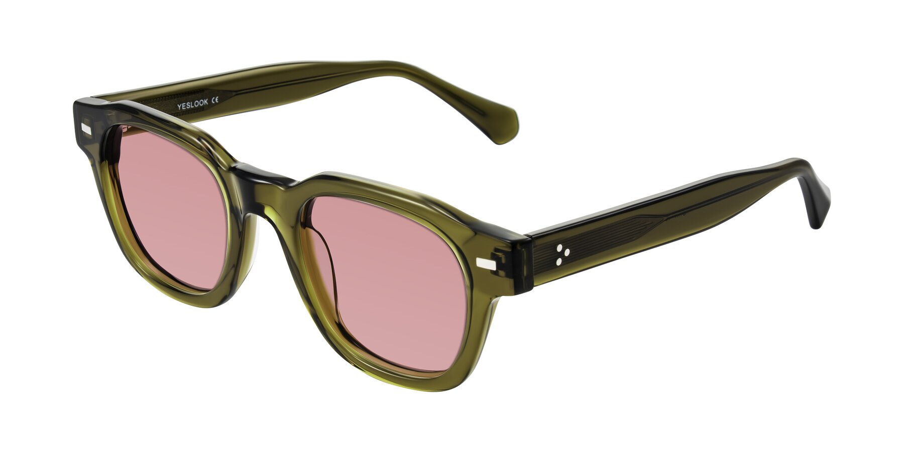 Angle of Orin in Translucent Olive Green with Medium Garnet Tinted Lenses