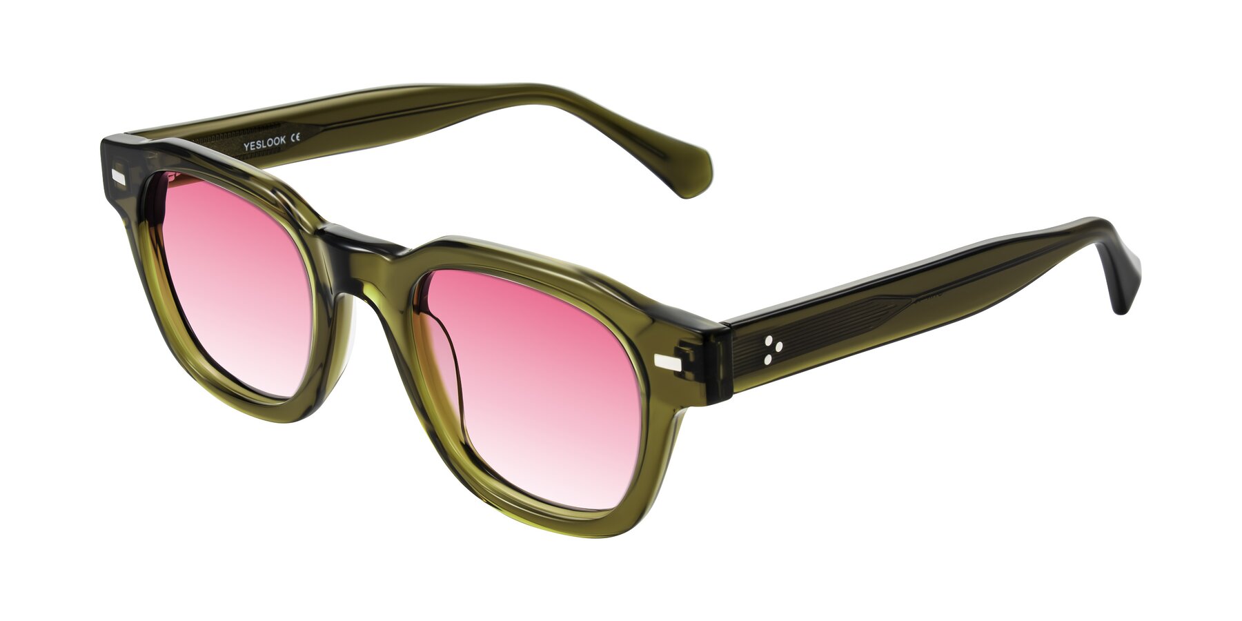 Angle of Orin in Translucent Olive Green with Pink Gradient Lenses