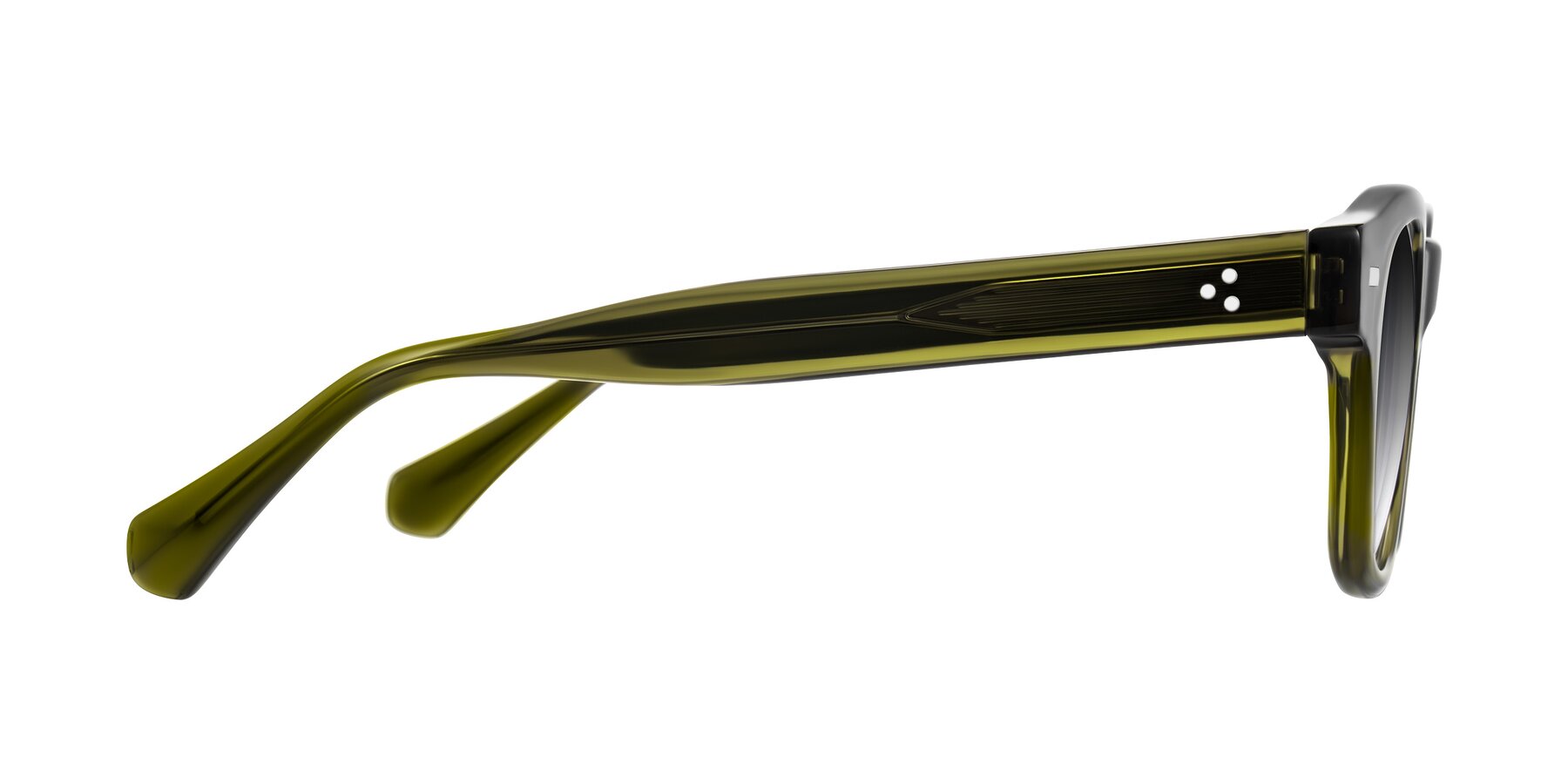 Side of Orin in Translucent Olive Green with Gray Gradient Lenses