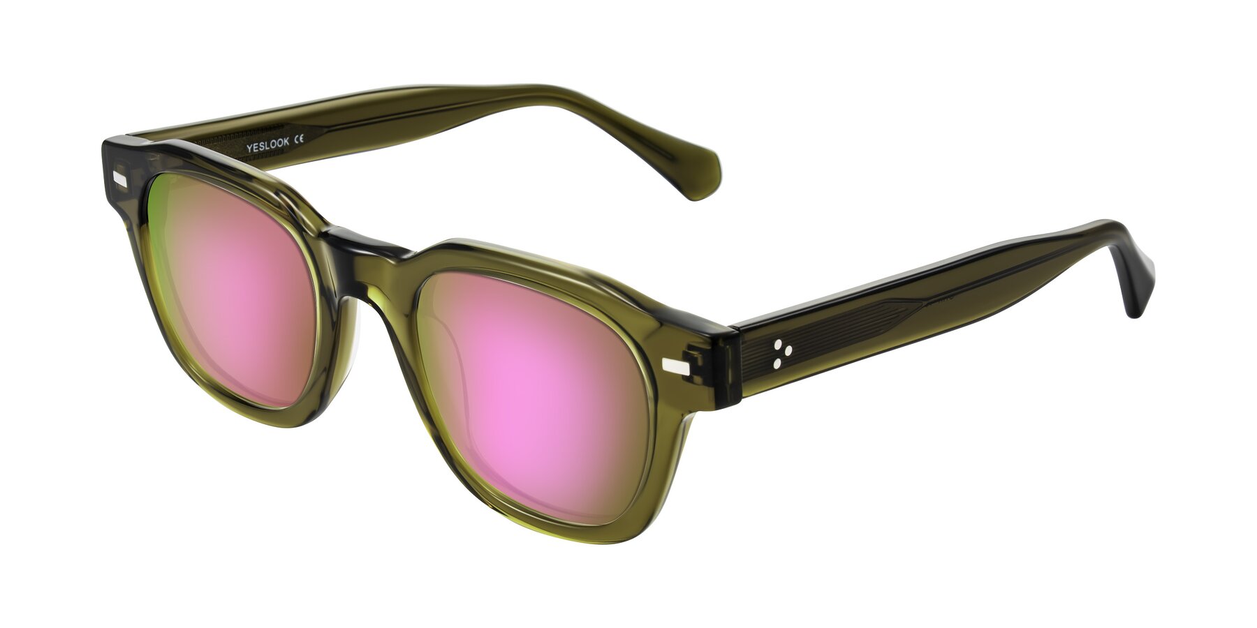Angle of Orin in Translucent Olive Green with Pink Mirrored Lenses