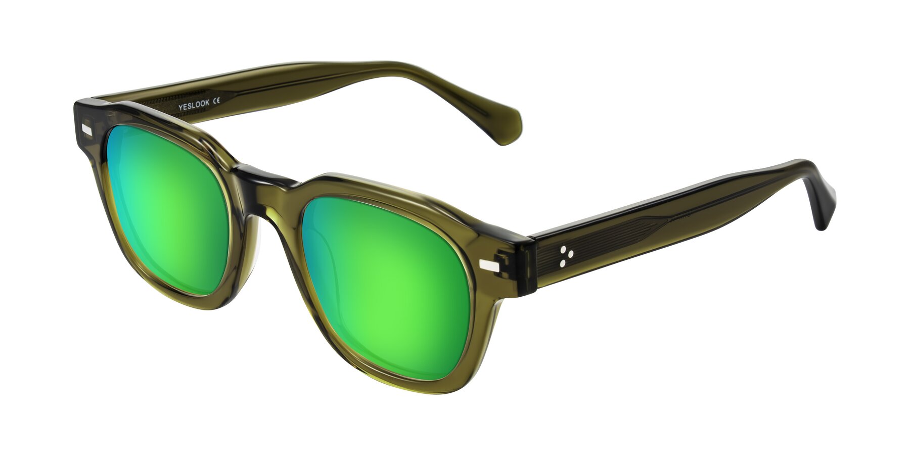 Angle of Orin in Translucent Olive Green with Green Mirrored Lenses