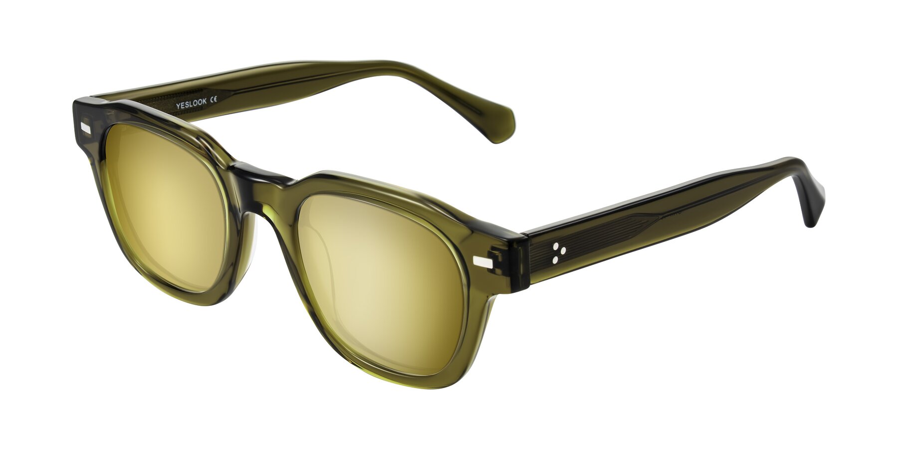 Angle of Orin in Translucent Olive Green with Gold Mirrored Lenses