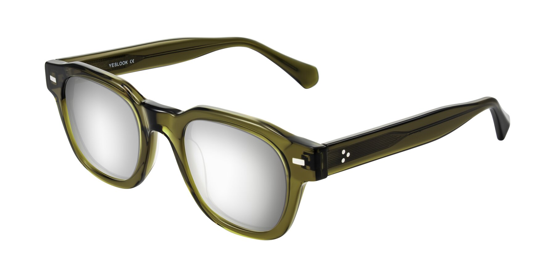 Angle of Orin in Translucent Olive Green with Silver Mirrored Lenses