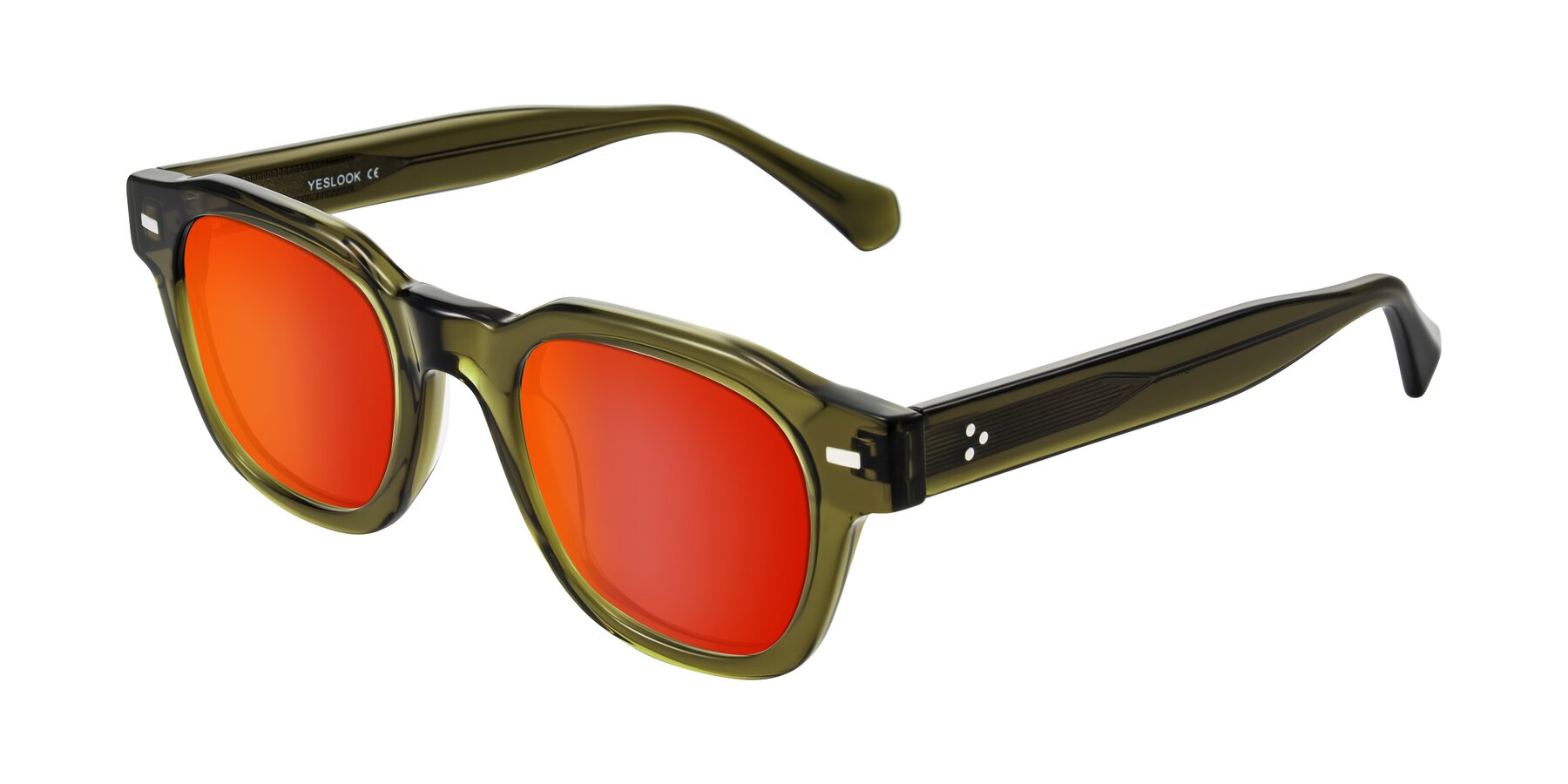 Angle of Orin in Translucent Olive Green with Red Gold Mirrored Lenses