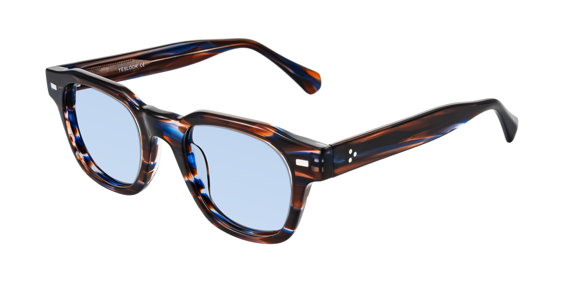 Angle of Orin in Brown Blue Striped with Light Blue Tinted Lenses