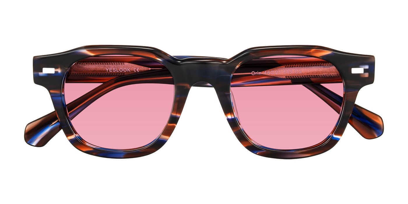 Orin - Brown Blue Striped Tinted Sunglasses