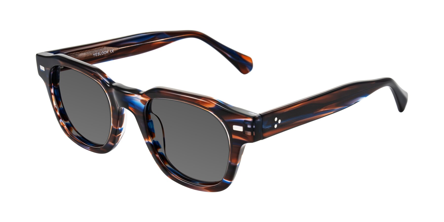 Angle of Orin in Brown Blue Striped with Medium Gray Tinted Lenses