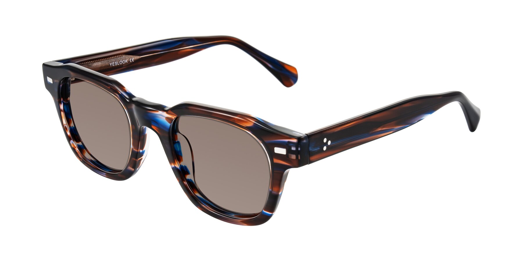 Angle of Orin in Brown Blue Striped with Medium Brown Tinted Lenses