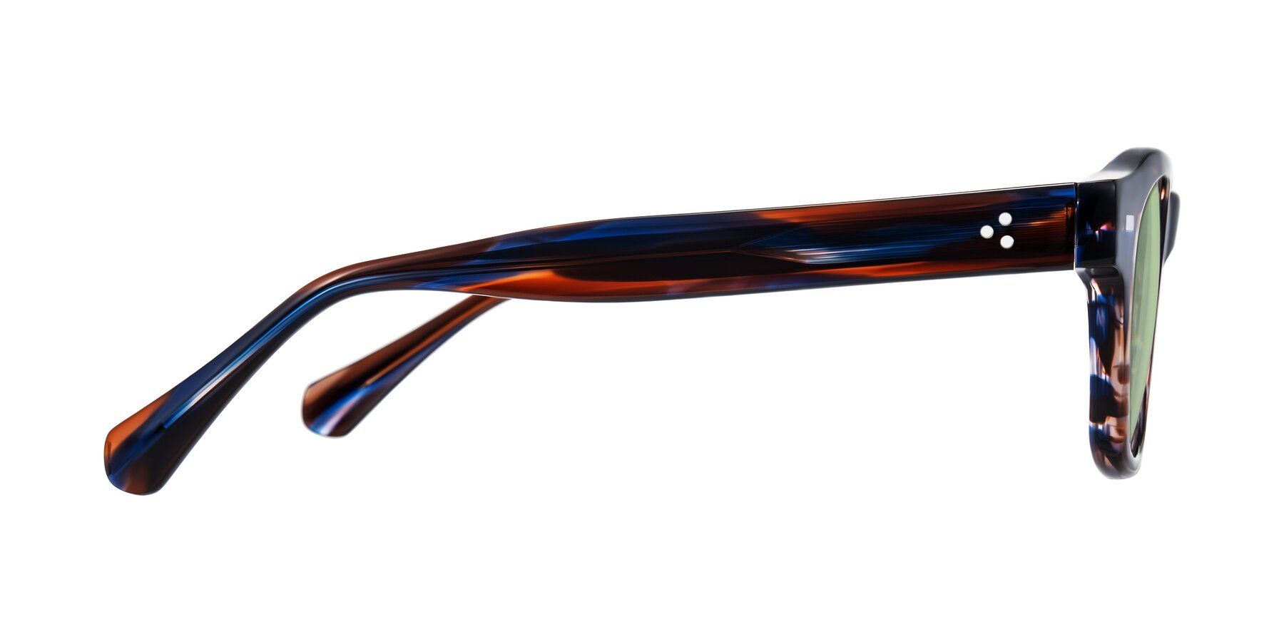 Side of Orin in Brown Blue Striped with Medium Green Tinted Lenses
