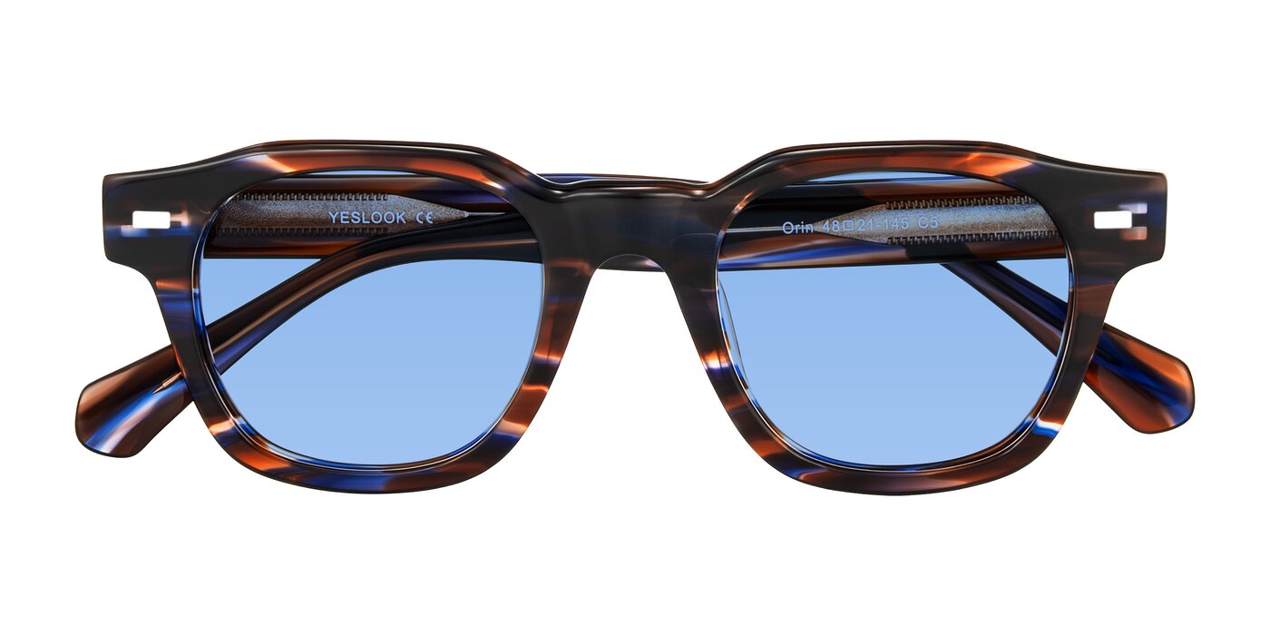 Orin - Brown Blue Striped Tinted Sunglasses