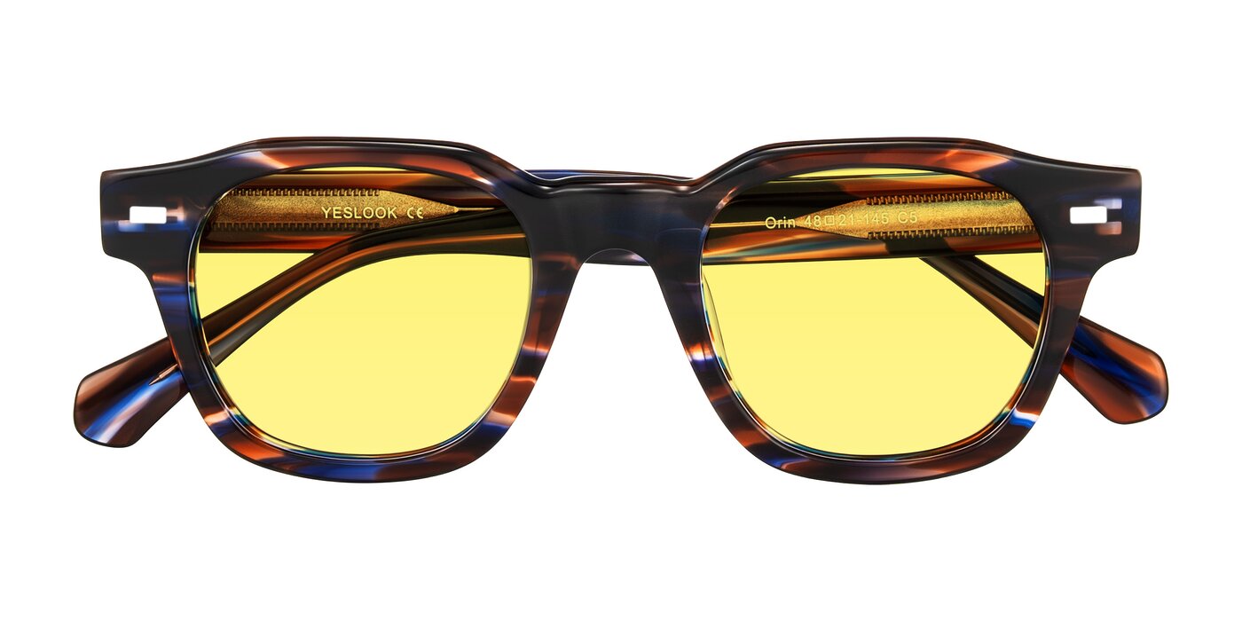 Orin - Brown Blue Striped Tinted Sunglasses