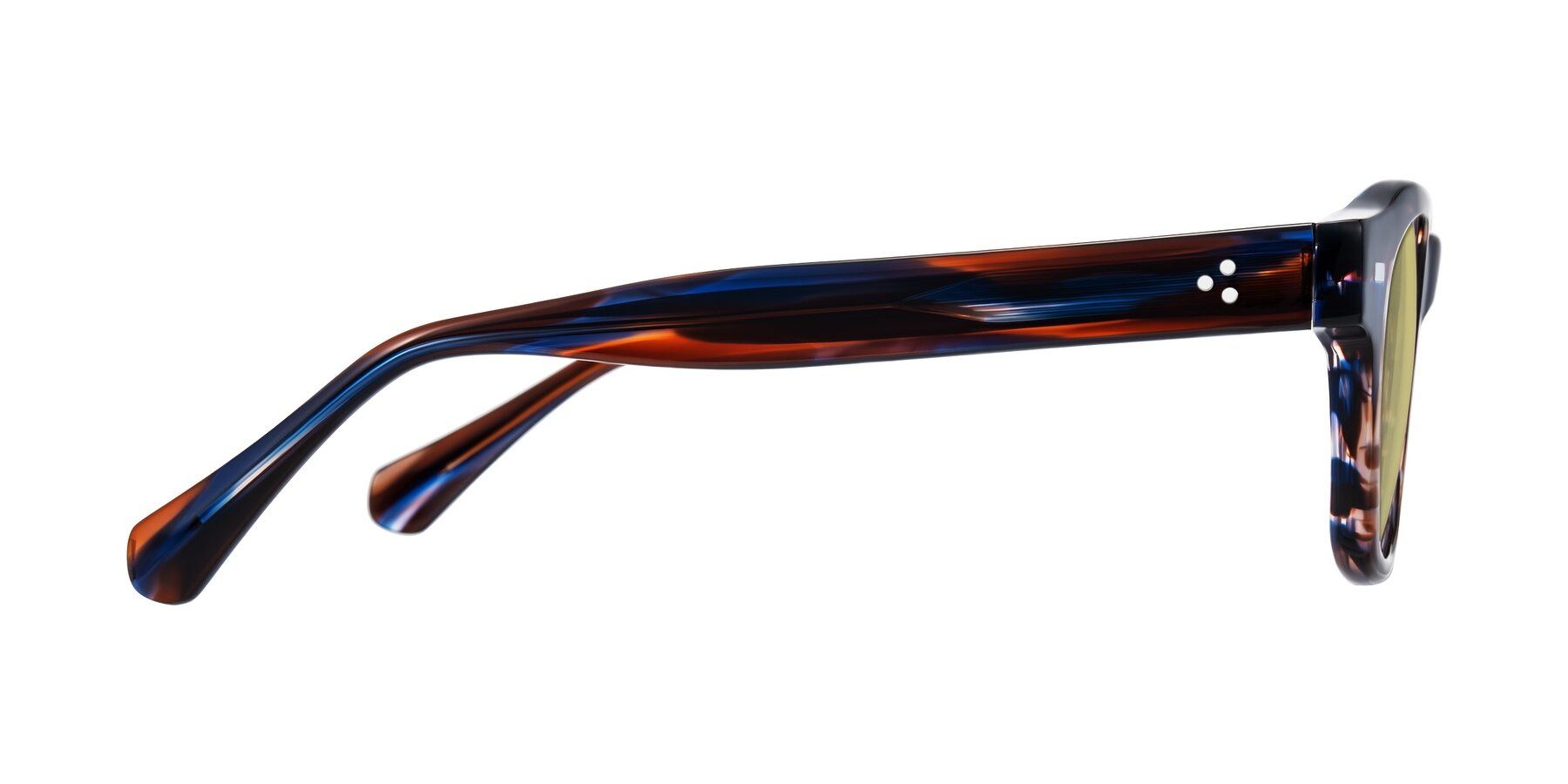 Side of Orin in Brown Blue Striped with Medium Champagne Tinted Lenses