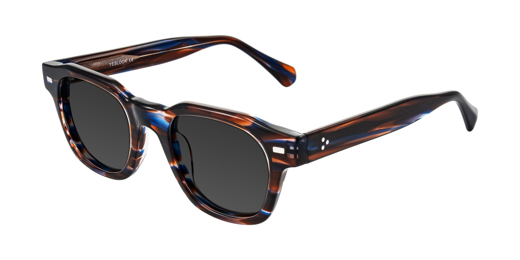 Angle of Orin in Brown Blue Striped with Gray Tinted Lenses