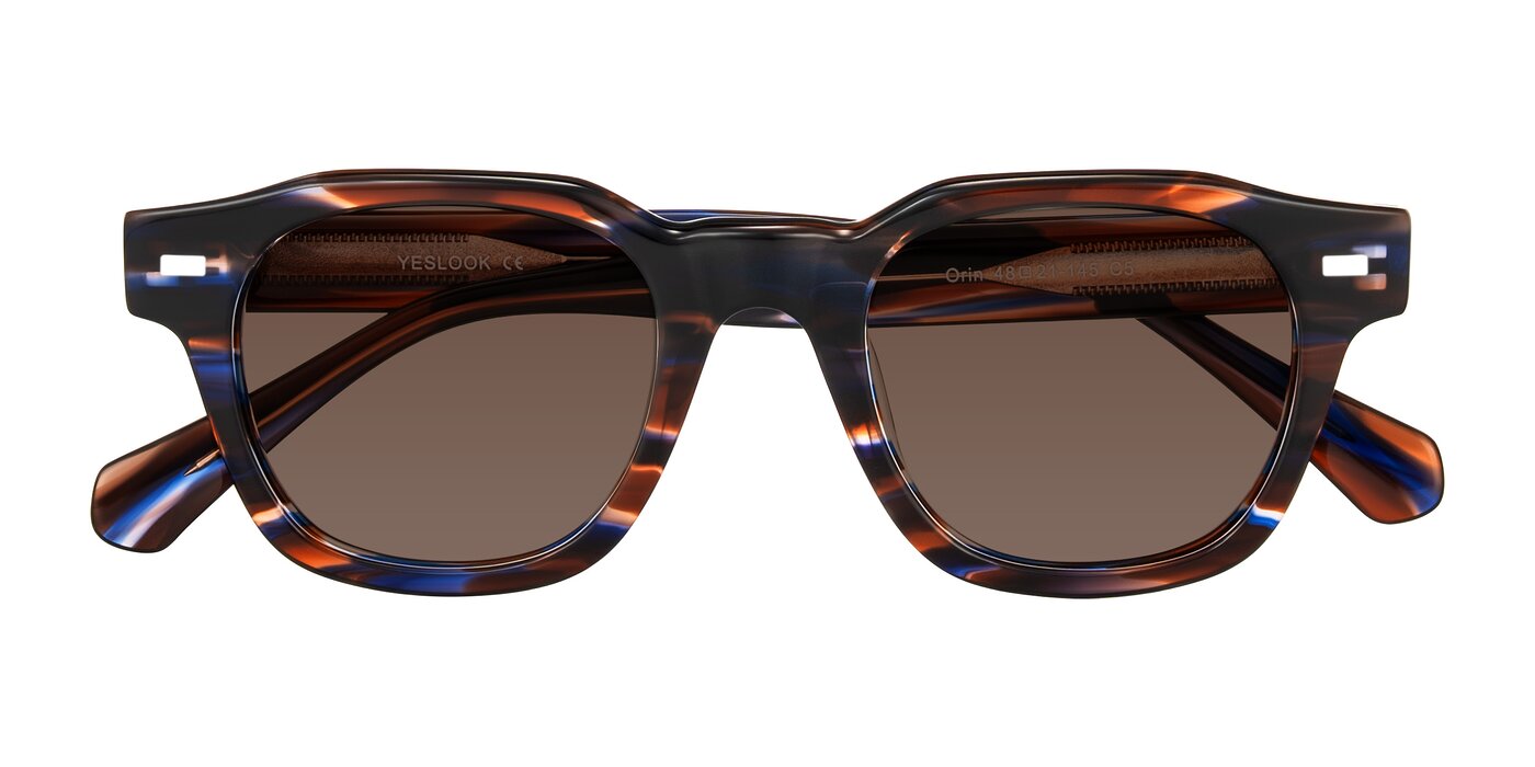 Orin - Brown Blue Striped Tinted Sunglasses