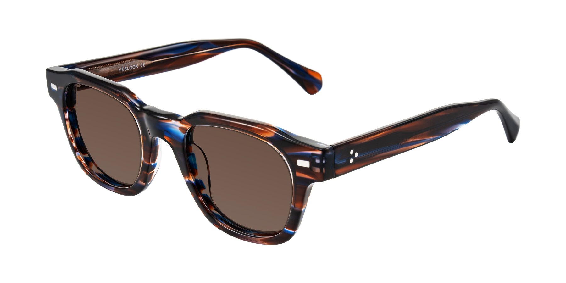 Angle of Orin in Brown Blue Striped with Brown Tinted Lenses