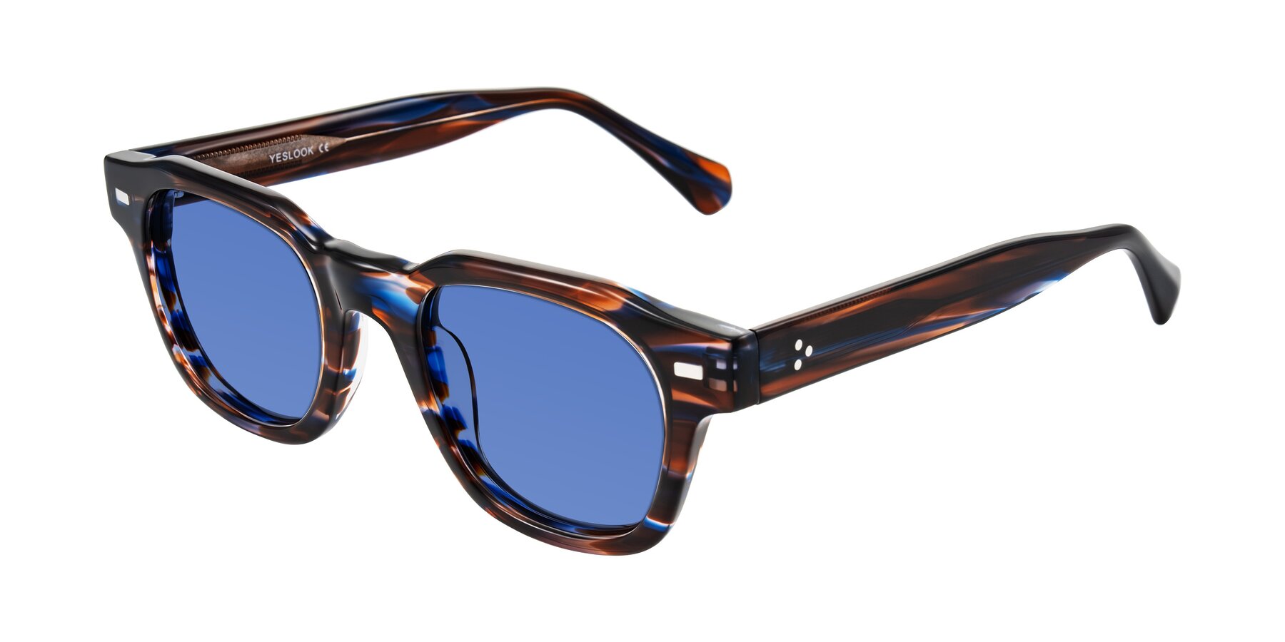 Angle of Orin in Brown Blue Striped with Blue Tinted Lenses